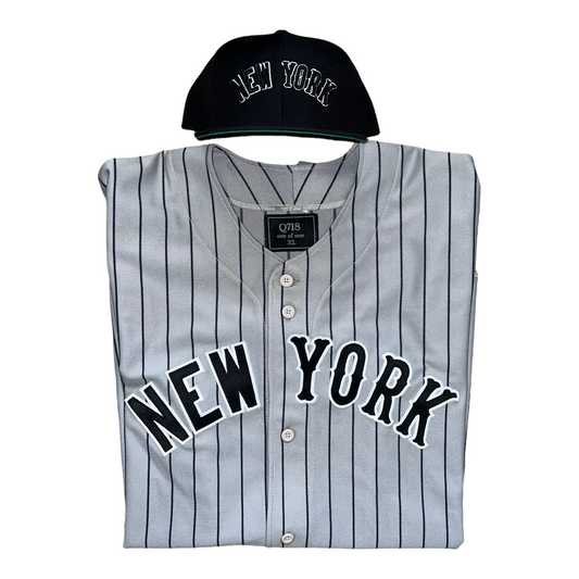 Baseball Jersey New York Away Gray Pin Stripe