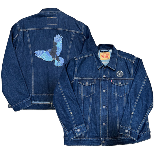 Denim Crow Affect Jacket