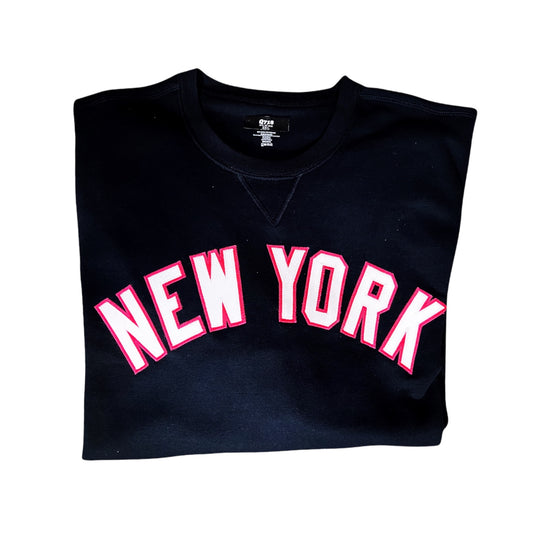 New York Crewneck Hot Pink Outline